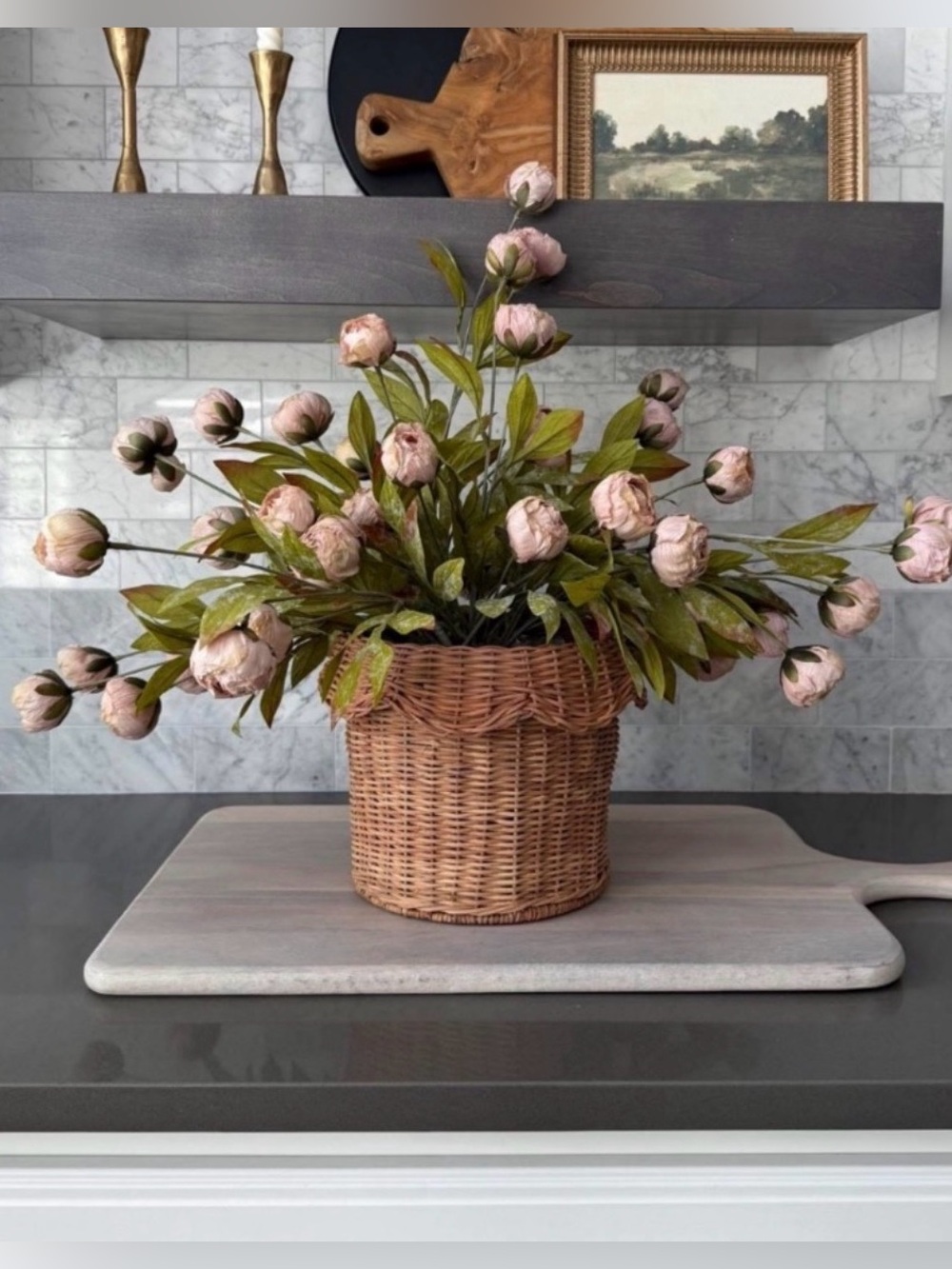 NWT Ashland viral tan peony faux flower stems - pack of 6 stems